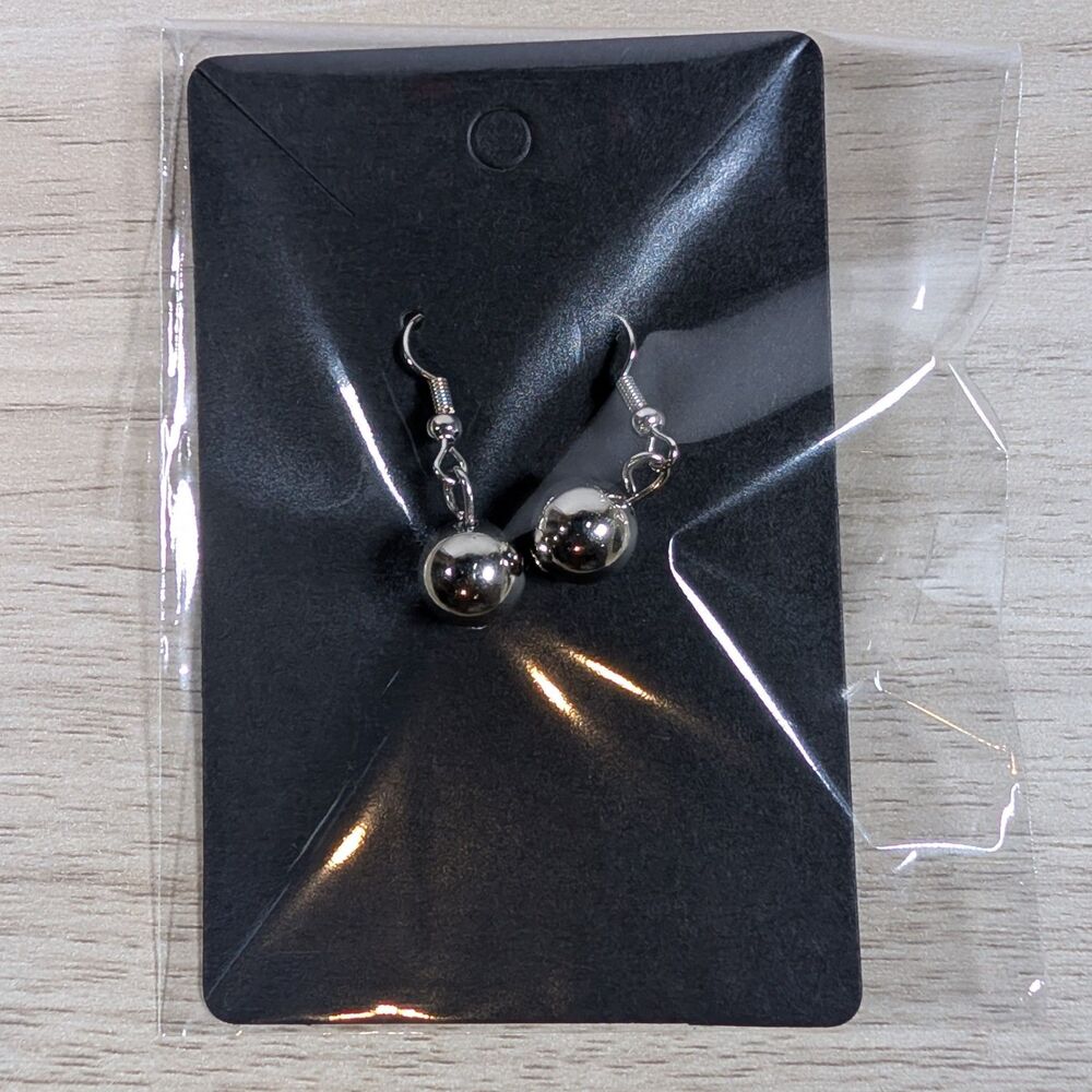 Silver Tone Ball Drop Dangle Earrings Polished Bead Hook Earrings Minimalist
